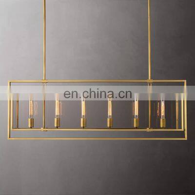 BECKMAN Modern Rectangular Chandelier Brass Metal Glass LED Light Source Living Room Bedroom Hotel Restaurant Ceiling Home Decor