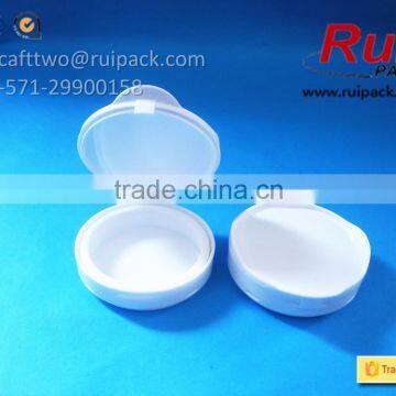 Plastic Single Layer Cosmetic Compact Powder Case, White Round Pressed Powder Case photo-3