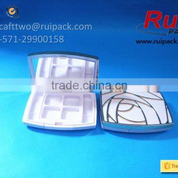 White Square Eye Shadow Case With Gild Cap, Empty Cosmetic Eyeshadow Case With Gold Rose Cover photo-3