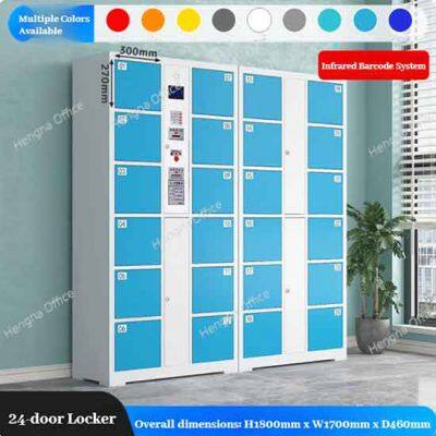 Intelligent E-Locker Cabinet Waterproof Steel Construction 24 Door Smart Card Access Gym Fitness Center Changing Room
