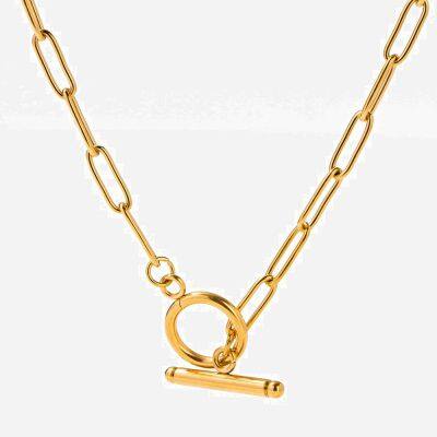 Collar de acero inoxidable recubierto con PVD de oro 18K con garantía de por vida