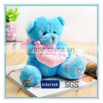 Valentines day gifts stuffed blue bear with heart cushion