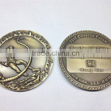 antique embossed pattern custom design high quality souvenir metal medal 1608