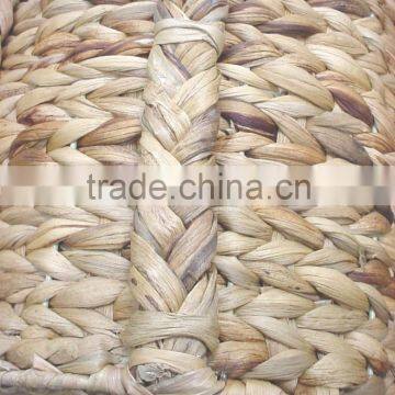 Set of 3 Water Hyacinth Baskets With Thick Handle and Seagrass Rim photo-2