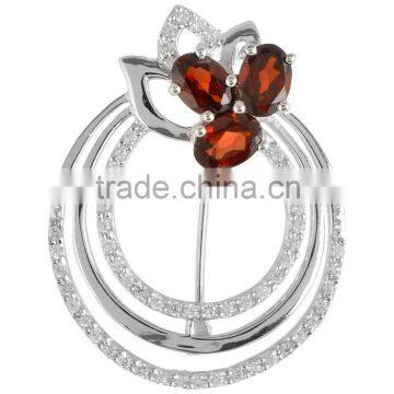 Garnet With CZ Stone Brooch