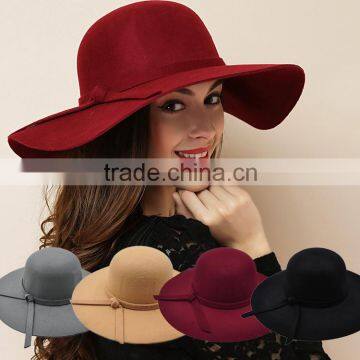 Wholesale Fashion Ladies Women Wide Brim Floppy Wool Felt Hat                        
                                                Quality Choice