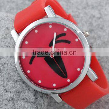 Brand New Red Face Wholesale Carton Girls Lovely Rubber Ladies Wrist Watches relogio Clock LD073