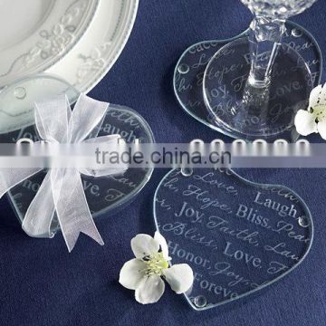 New!!! 2013 wedding favors Round heart shaped Glass Coaster wedding giveaways party souvenirs