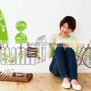 Removable Wall Stickers Environmental Bedroom Living Room Entrance Hallway Wall Stickers Bicycle Green Fence Stickers Sweet Home