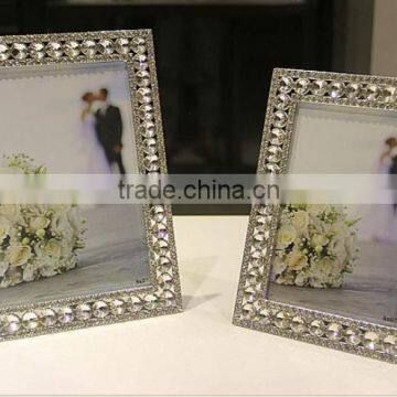AN348 ANPHY European Style Noble Diamond Zinc Alloy Wedding Two Sizes Real Silver Plating Metal Photo Frame Stand Display