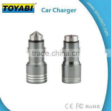 Car mobile charger Metal material with Emergency Hammer 5V 1A/2.4A for charger