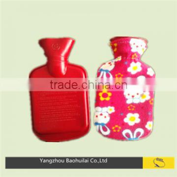 BS natural rubber hot water bottle 500ml with fleece cover