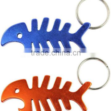 gift alloy fish bone keychain beer opener