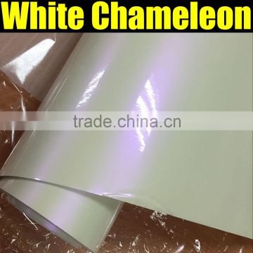 pearl white car wrap film 1.52*20m with air free bubbles , chameleon pearl white to purple car wrap film