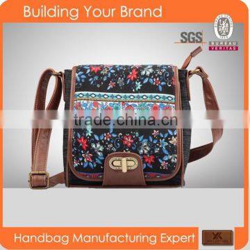 1549 New arrival pattern printing cotton fabric ladies messenger bag