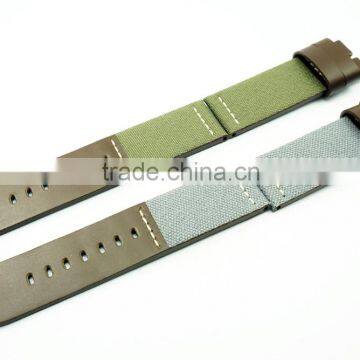 Top Quality Hand Stitched Oil Leather Canvas Watch Straps