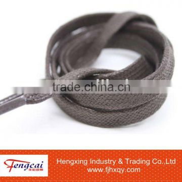 8mm brown flat cotton waxed shoe laces for boot