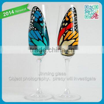 Butterfly Glass Champagne Flutes Personalized Painted Glass Goblet