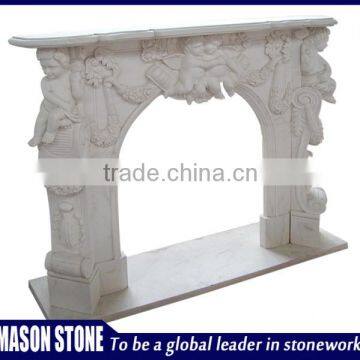 Hunan white marble natural carved indoor fireplace