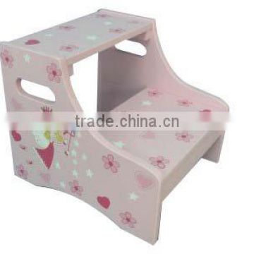 Kids Wooden Step Stool Girl Pink