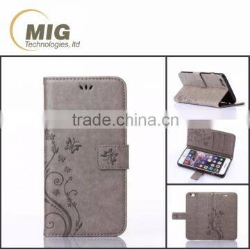 Mobile phone case for HTC M8/ M8 mini with flower pattern and card slots flip case cover for HTC m8/ m8 mini