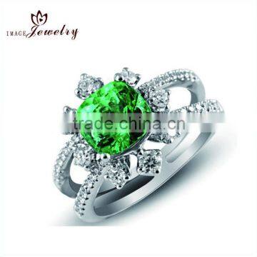 925 Silver Jewelry Ring with CZ Stones with Green Color Stones