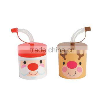 7 oz. 200ml Fashion Custom Cheap Plastic Cheery Christmas Sipper Cups with Lids and Straws for Wholesale