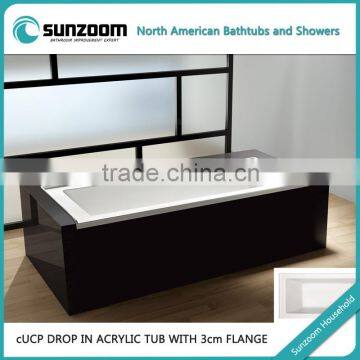 CUPC acrylic simple bathtub,acrylic resin bath tub,single bathtub