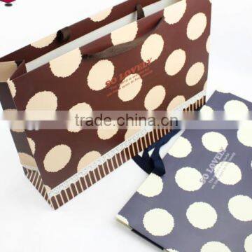 Gift bag shopping bag, paper bag packing bag Order a large blue coffee color dots