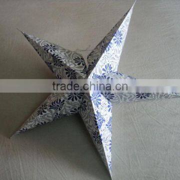 white glitter printed paper star lanterns new