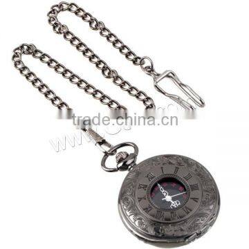 plumbum black color plated twist oval chain 45mm European Style Pocket Watch