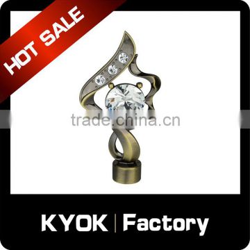 KYOK new curtain rod diamond finial, aluminum flower curtain rod end caps, 28mm curtain pipe covering