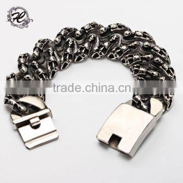 Gift for men hip hop punk stainless steel casting heavy cool skull bracelet