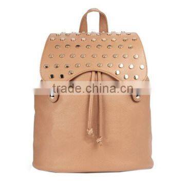 (HD21-0110 2016 Stylish leather backpack studded drawstring backpack bag custom backpacks for girl