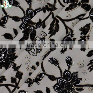 Elegant!!!Hotting Sublimation Design 4 Way Stretch Big Flower Print Elastane Silver Foil Swimwear Fabric