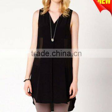 chiffon women top with soft and unstructured tunic T-1019