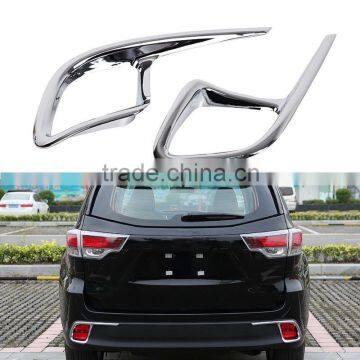 2Pcs/Set Car Rear Fog Light Lamp Cover Trim Decoration Frame Cover ABS Chrome For Toyota Highlander 2015 2016