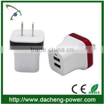 Factory supply travel charger adapter 5V 2.1A dual usb travel charger for phone