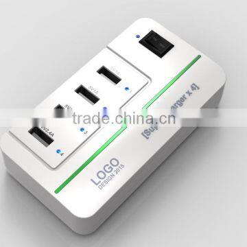 30W 5V6A 4 Ports High Speed Desktop for Smartphones, Tablets and Many Other Devices USB Wall Charger with Power IQ Technology