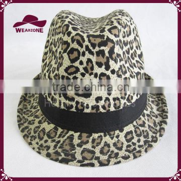 Unisex Fedora Short Brim Leopard Pattern Printed Hat