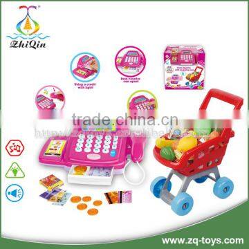 Girls toys cash register toy supermarket toy shopping trolley cart kids play set