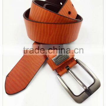 Bright brown zebra pattern pu belt for man