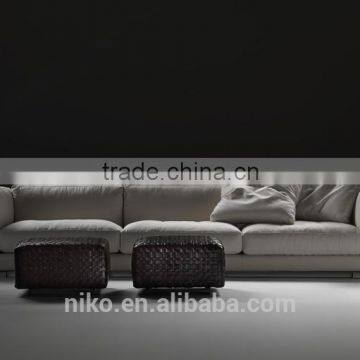 Bali Leather Side High Quality Cotton and Line Fabric Solid Wood Construction Feather Sofa Set photo-2