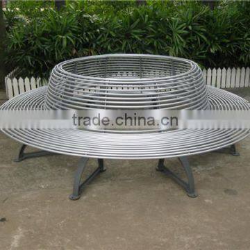 Powder coated metal tree bench with cast iron bench legs