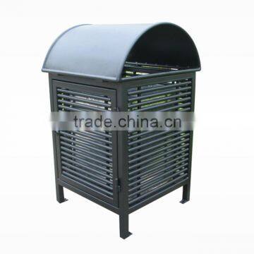 Powder coated metal waste paper bin metal street garbage bin