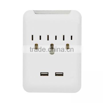 3 outlets USB Wall adapter with surge protected