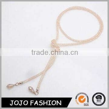 New design knotted design fashion bead pendant jewelry long diamond crystal necklace                        
                                                                                Supplier's Choice