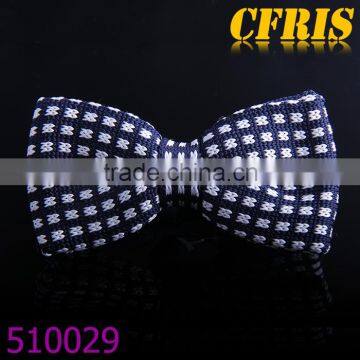 Silk Navy Blue with White Dots Knitted Bow Tie