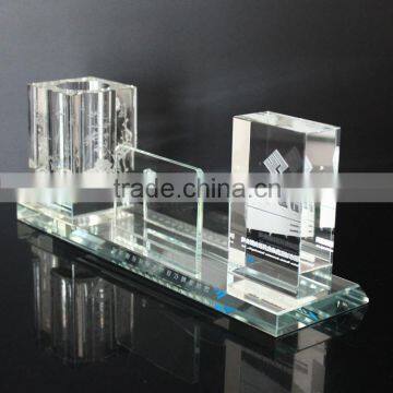 High Quality Crystal Office Set With Card & Pen Container