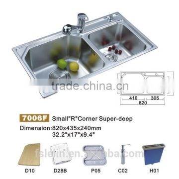 2014 LELIN new arrival double bowls stainless steel kichen sinks LL-7006F